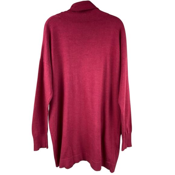 Eileen Fisher 100% Merino Wool Cowl Neck Sweater Dress Size 2X Deep Wine Red - Picture 3 of 6
